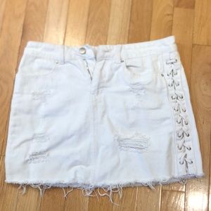 White denim ripped skirt